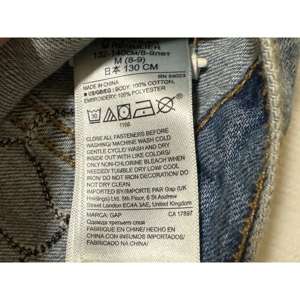 Disney Gap Girls M 8-9  Blue Cotton Long Sleeve Mickey Button Front Denim Jacket